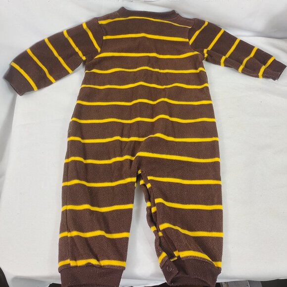 Carters Boy's Infant Brown/ Yellow Long Sleeve Fleece One Piece "Monkey" Sz 12 M - Picture 2 of 3